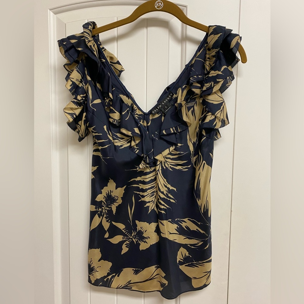 Ralph Lauren Black Label Silk Ruffle Top  Size 4